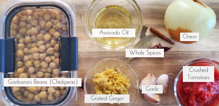 Chana Masala Fresh Ingredients | Warrior In The Kitchen