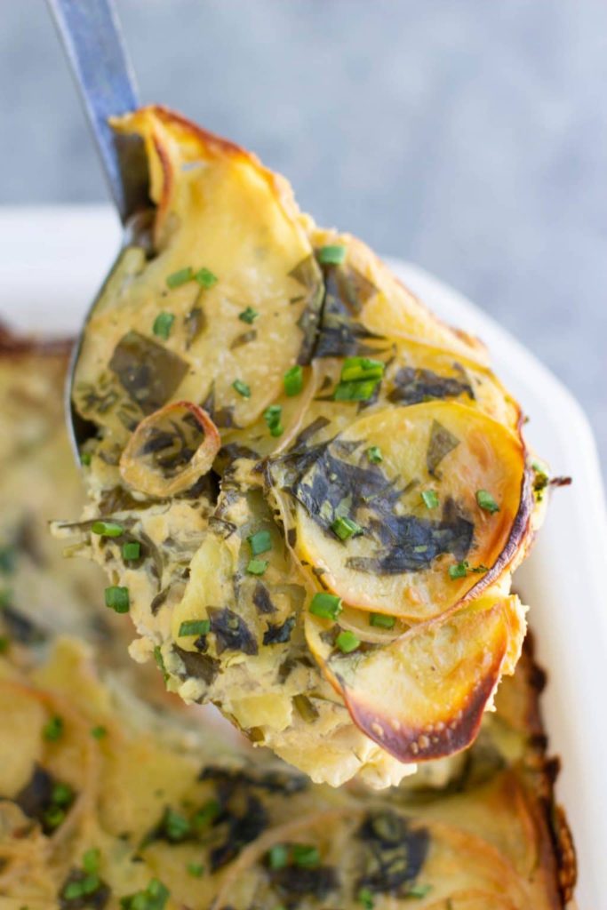 Vegan Scalloped Potatoes Florentine